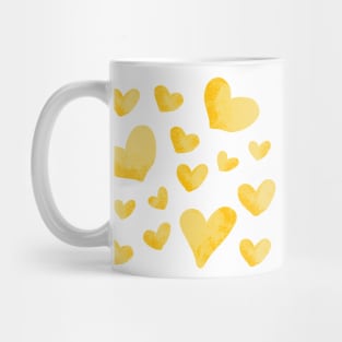 Golden Yellow Heart Pattern Mug